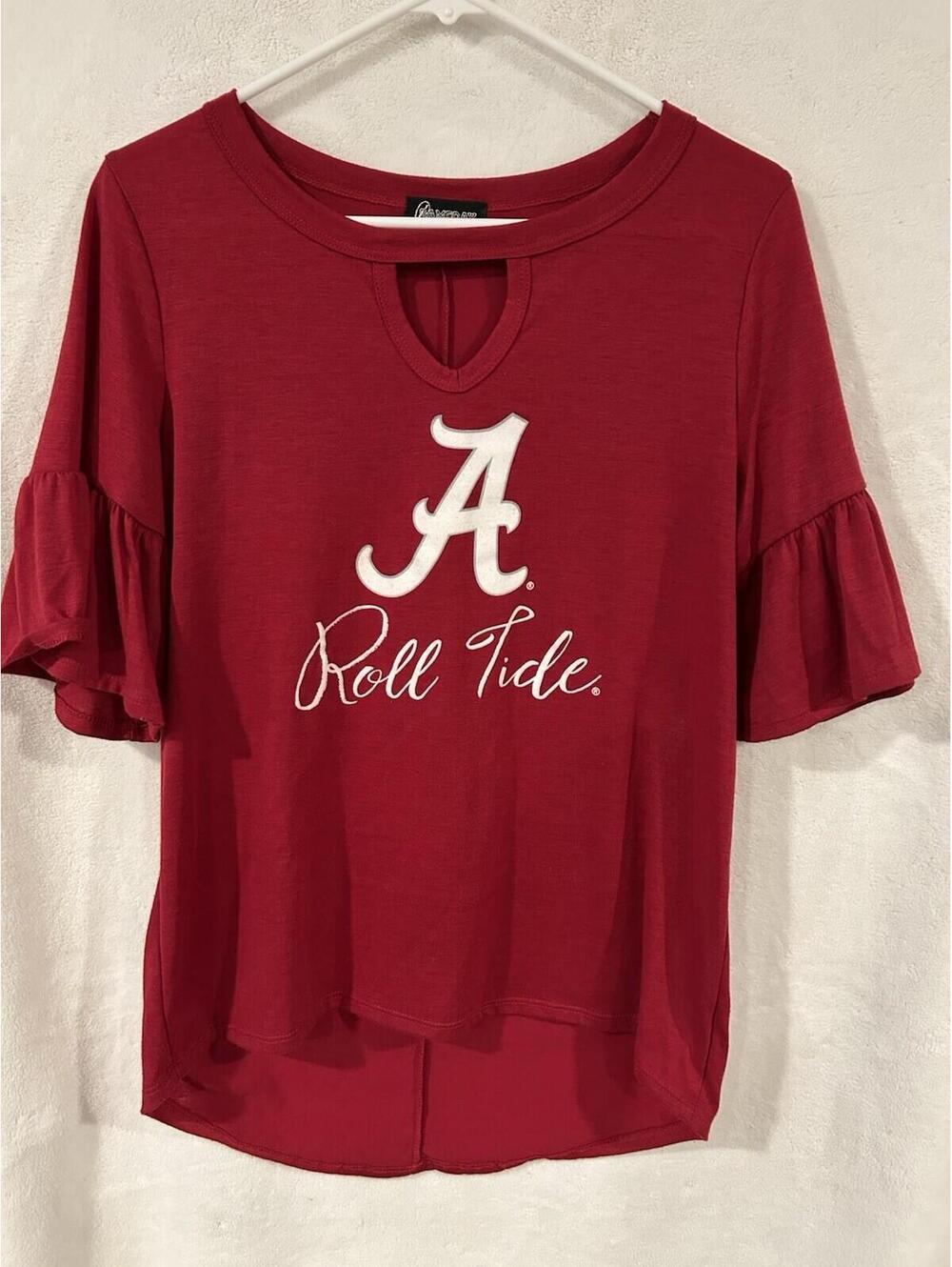 Gameday Couture Women’s M Alabama Roll Tide Ruffle Sleeve High Low Top Shirt